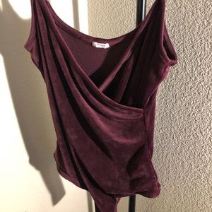 Velvet maroon body suit